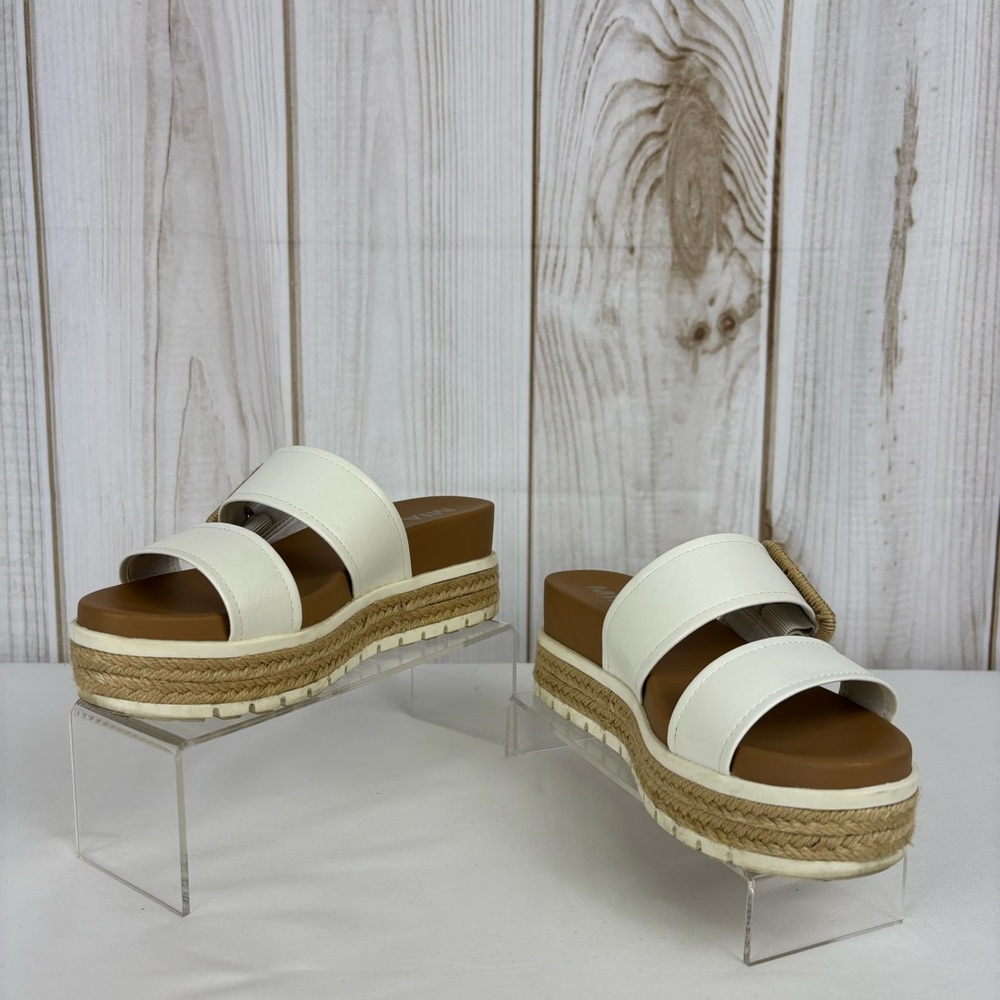 MIA Platform Espadrille Sandals Buckle Casual Slip On Slides White Size 7 - Picture 4 of 15